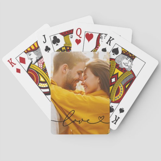 Jeu De Cartes L'amour en script noir avec le coeur Photo personn (dos)