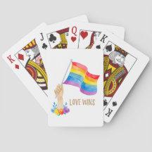 L'amour gagne Rainbow Drapeau Floral Playing Cards