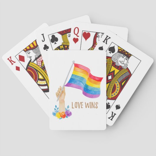 Jeu De Cartes L'amour gagne Rainbow Drapeau Floral Playing Cards (dos)