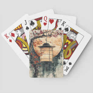 Jeu De Cartes Lanterne éclairée par la lune Sumi-E Aquarelle (2)