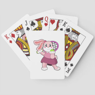 Jeu De Cartes Lapin au Tennis avec raquette de tennis