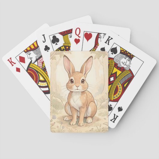 Jeu De Cartes Lapin brun mignon dans une forêt (dos)