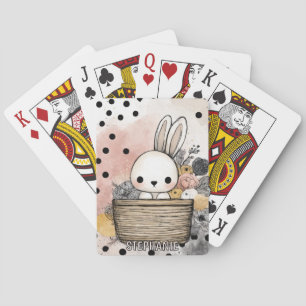 Jeu De Cartes Lapin Fantaisiste Art Floral Aquarelle
