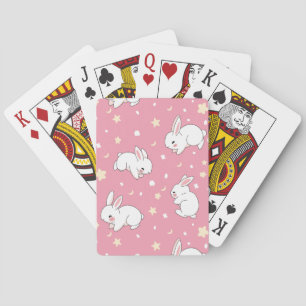 Jeu De Cartes Lapin Mignon Kawaii Doodle Rose