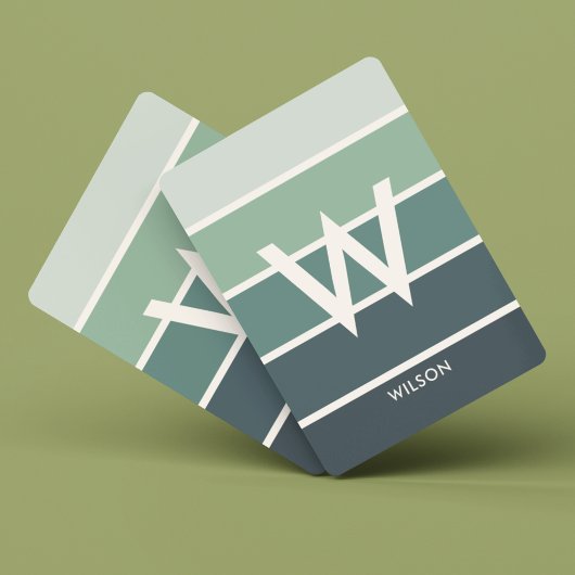 Jeu De Cartes Large Deep Green Gradient rayé Monogramme personne
