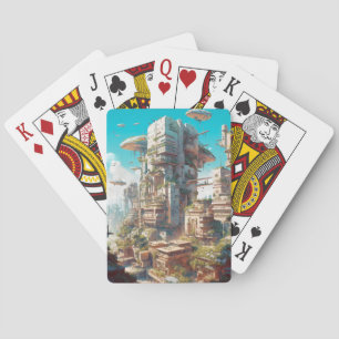 Jeu De Cartes L'art futuriste de science-fiction de la ville