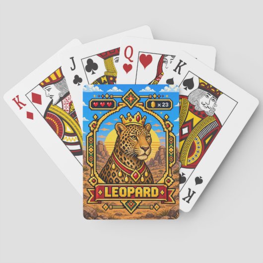 Jeu De Cartes L'art Pixel Rétro 8-Bit de Léopard (dos)