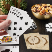Jeu De Cartes Laurel Wreath Sheet Musique Monogramme initial V (In Situ)