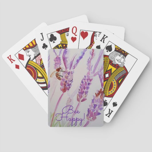 Jeu De Cartes Lavande Bee Happy Herb Aquarelle Flower (dos)