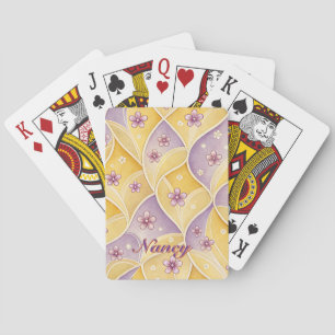 Jeu De Cartes Lavande Or Floral Design Élégant Personnalisable