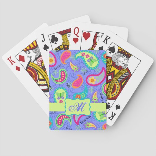 Jeu De Cartes Lavande Vert moderne Motif Paisley (dos)