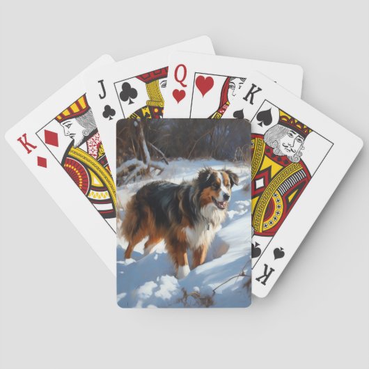 Jeu De Cartes Le Berger Australien Laisser Neige Noël (dos)