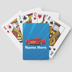 Jeu De Cartes Le bleu lumineux avec la voiture de sport rouge