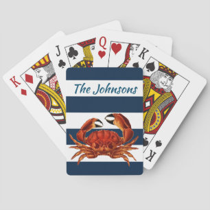 Jeu De Cartes Le crabe rouge côtier en bandes marines