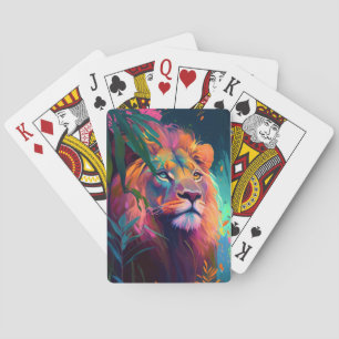 Jeu De Cartes Le Lion Animal Portrait Peinture Faune En Plein Ai