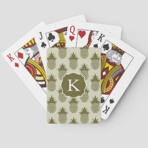 Jeu De Cartes Le motif kaki   d'ananas ajoutent votre initiale