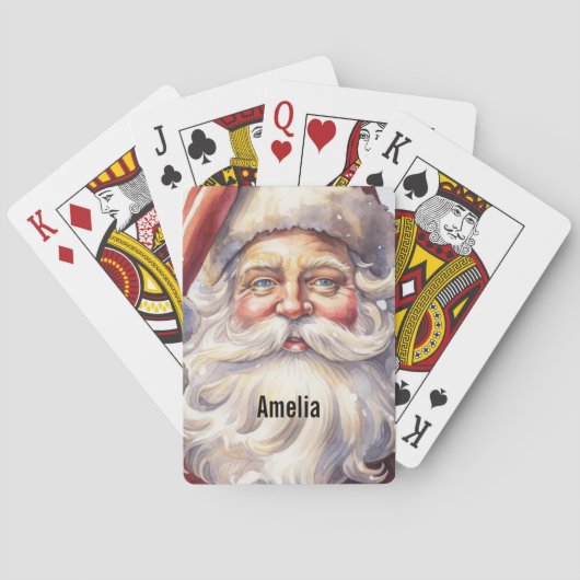 Jeu De Cartes Le Père Noël rétro dans un Noël Casquette rouge (dos)