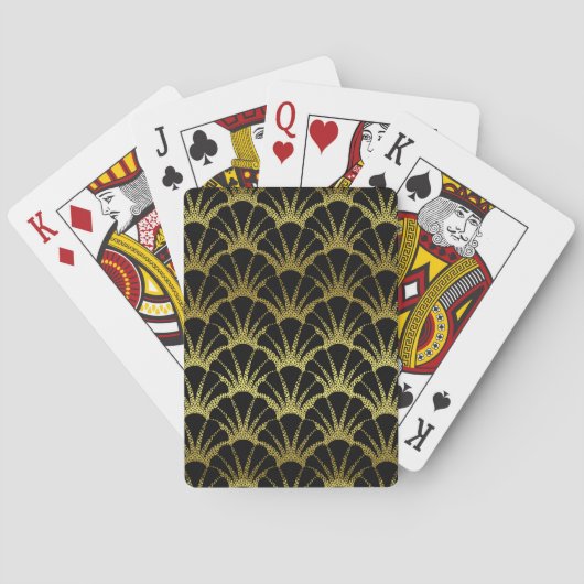 Jeu De Cartes Le rétro noir d'art déco/or Shell mesurent le (dos)
