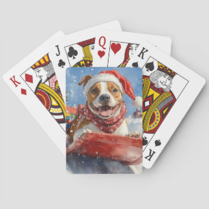 Jeu De Cartes Le Staffordshire américain à Noël doré