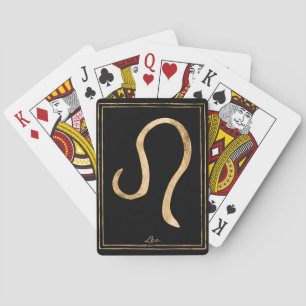 Jeu De Cartes Leo martelé or stylisé symbole astrologie