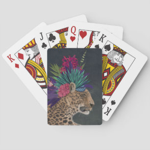 Jeu De Cartes Leopard avec tête tropicale