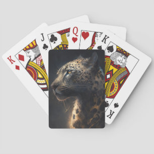 Jeu De Cartes Leopard Portrait Animal Nature Faune Dark Paint