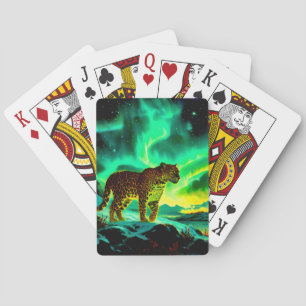 Jeu De Cartes Léopard sous l'aurore boréale
