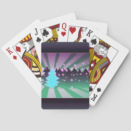 Jeu De Cartes Les arbres de Noël dans les tons verts (dos)