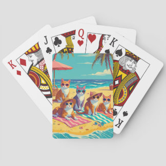 Jeu De Cartes Les chats se prélassent sur la plage