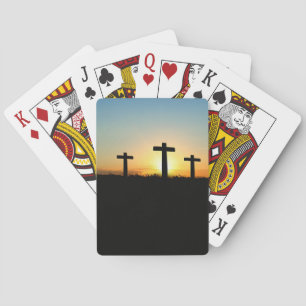 Jeu De Cartes Les croix de crucifixion au coucher du soleil