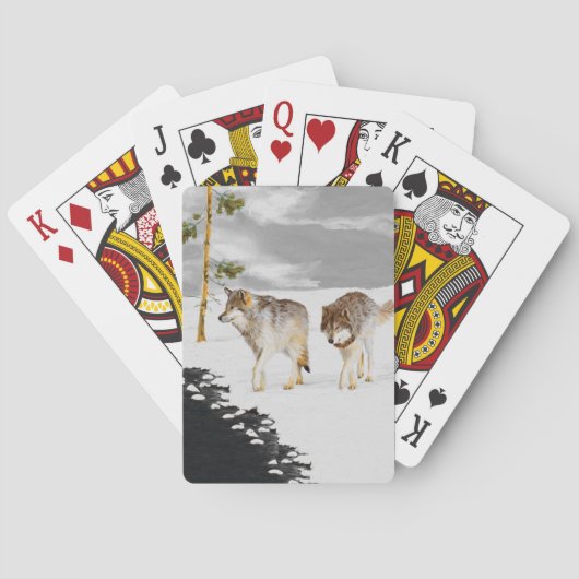 Jeu De Cartes Les loups en peinture sur neige - Art original de (dos)