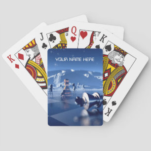 Jeu De Cartes Les pièces d'échecs sur le paysage planétaire. Tex