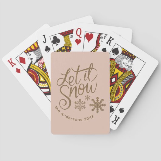 Jeu De Cartes "Let it Snow" Parties scintillant d'or de Noël (dos)