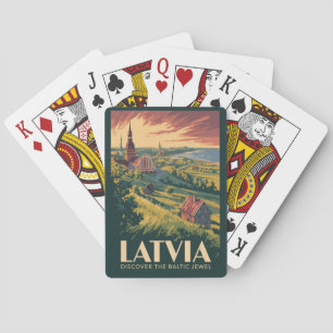 Jeu De Cartes Lettonie Mer Baltique Illustration Art de Voyage V