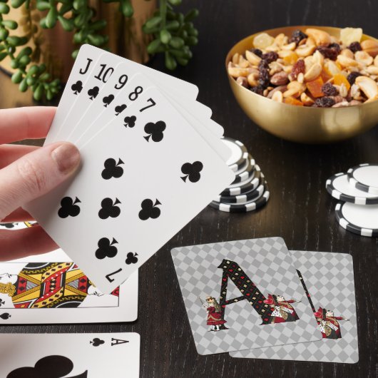 Jeu De Cartes Lettre A de la Reine des Coeurs et Alice de Wonder (In Situ)