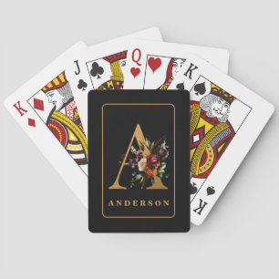 Jeu De Cartes Lettre A monogramme personnalisée avec nom de fami
