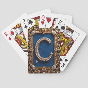 Jeu De Cartes Lettre C dorée ornée de bijoux