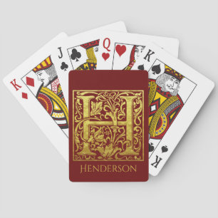 Jeu De Cartes Lettre H Première lettre Or sur rouge profond