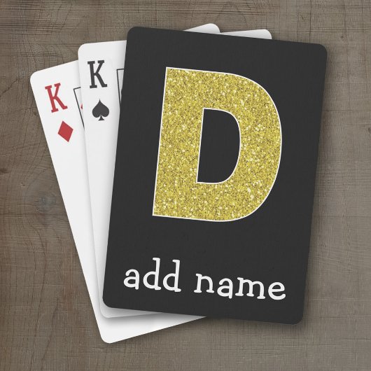 Jeu De Cartes Lettre monogramme D - Parties scintillant d'or noi