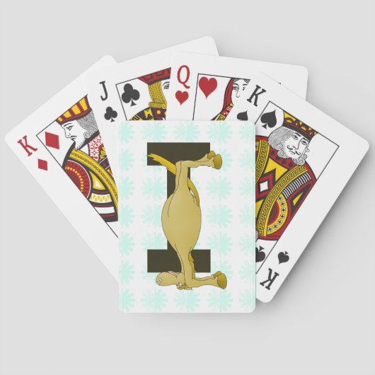 Jeu De Cartes Lettre Monogramme I Pony Personnalisé (dos)