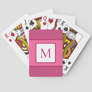 Jeu De Cartes Lettre Monogramme Initiale Moderne Rose Blanc Bicy