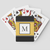 Jeu De Cartes Lettre Monogrammée Initiale Moderne Noir Jaune (dos)