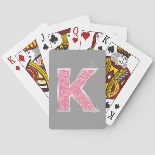 Jeu De Cartes Lettre Parties scintillant rose K (dos)