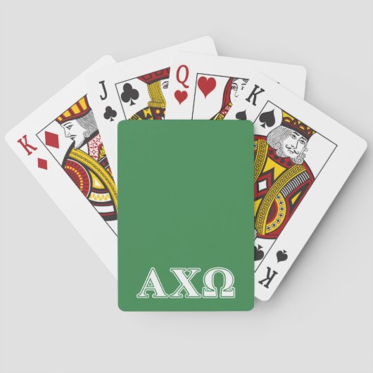 Jeu De Cartes Lettres blanches et vertes d'Alphi Chi Omega (dos)