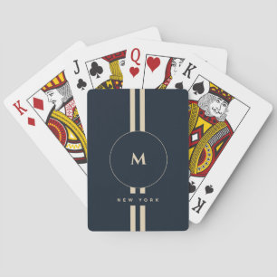 Jeu De Cartes Lettres Initiales Monogramme Or Luxe Nuit Profonde