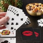 Jeu De Cartes Lèvres de baiser rouge sur noir (In Situ)