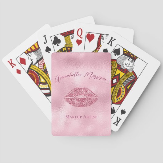 Jeu De Cartes Lèvres de Parties scintillant rose glamour (dos)