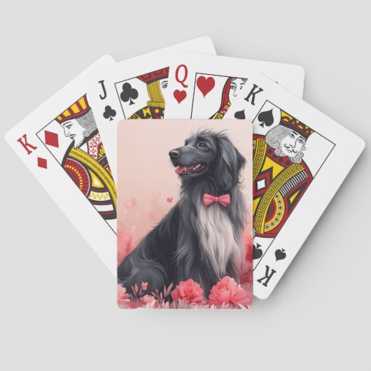 Jeu De Cartes Lévrier Afghan avec des Roses - Saint-Valentin (dos)
