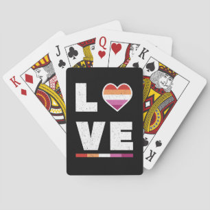 Jeu De Cartes LGBTQ Lesbian Pride Drapeau Distressed Grunge Love