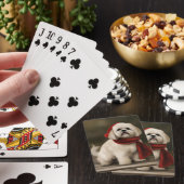 Jeu De Cartes Lhasa Apso Chien dans Noël de neige (In Situ)